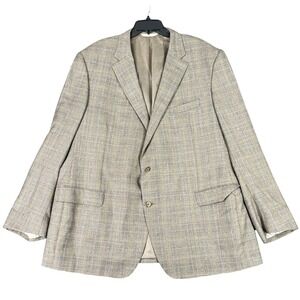 Samuelsohn Sport Coat Blazer 52L E.Thomas Wool Cashmere Glen Plaid Suit Jacket